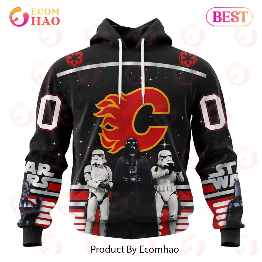 NHL Calgary Flames Special Star Wars Design May The 4th Be With You 3D Hoodie