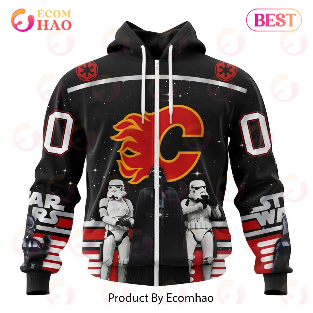 NHL Calgary Flames Special Star Wars Design May The 4th Be With You 3D Hoodie