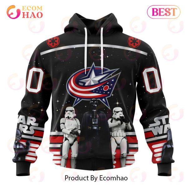 NHL Columbus Blue Jackets Special Star Wars Design May The 4th Be With You 3D Hoodie