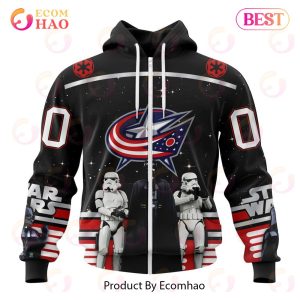 NHL Columbus Blue Jackets Special Star Wars Design May The 4th Be With You 3D Hoodie