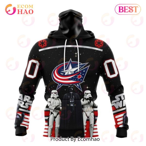 NHL Columbus Blue Jackets Special Star Wars Design May The 4th Be With You 3D Hoodie