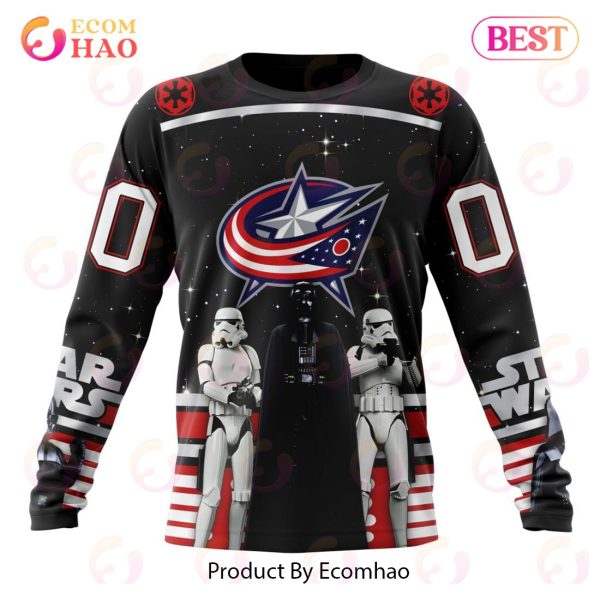 NHL Columbus Blue Jackets Special Star Wars Design May The 4th Be With You 3D Hoodie