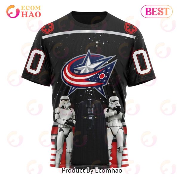 NHL Columbus Blue Jackets Special Star Wars Design May The 4th Be With You 3D Hoodie