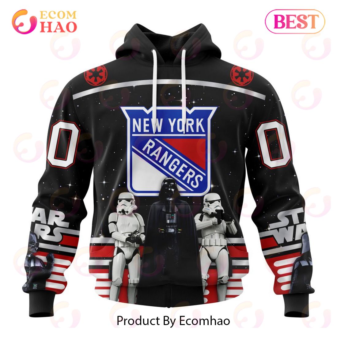 NHL New York Rangers Special Star Wars Design May The 4th Be With You 3D Hoodie