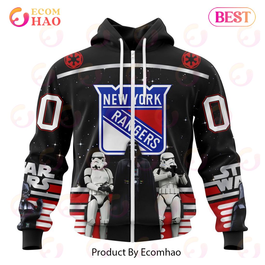 NHL New York Rangers Special Star Wars Design May The 4th Be With You 3D Hoodie