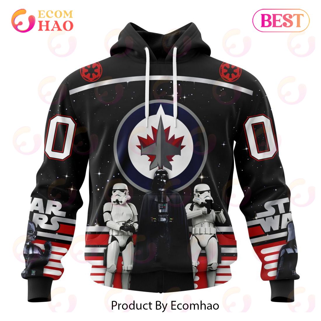 NHL Winnipeg Jets Special Star Wars Design May The 4th Be With You 3D Hoodie