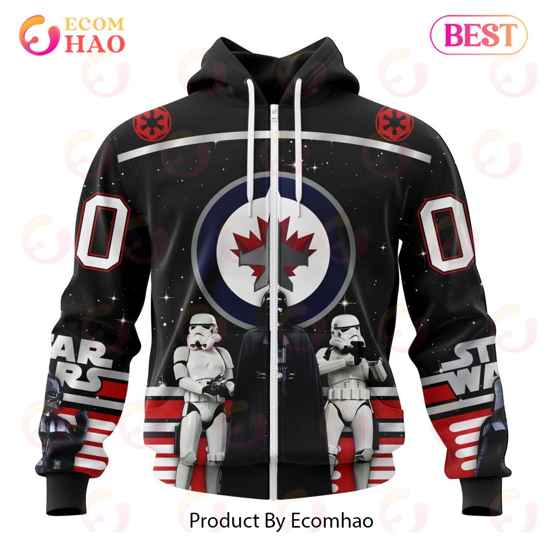 NHL Winnipeg Jets Special Star Wars Design May The 4th Be With You 3D Hoodie