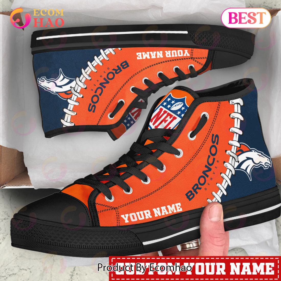 NFL Denver Broncos Custom Your Name High Top Shoes