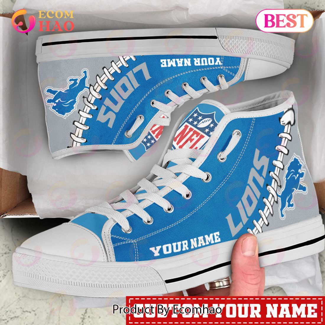 NFL Detroit Lions Custom Your Name High Top Shoes