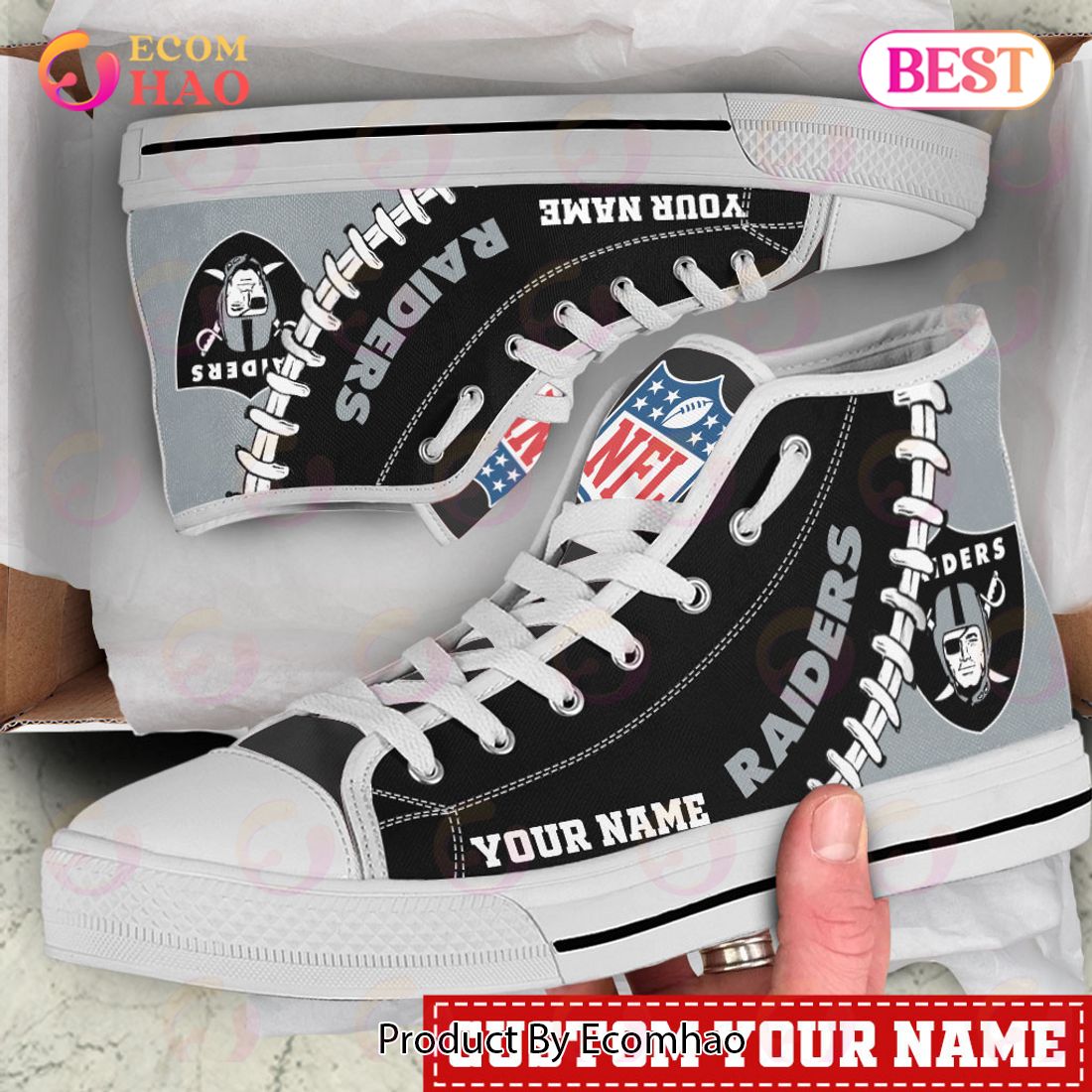 NFL Las Vegas Raiders Custom Your Name High Top Shoes