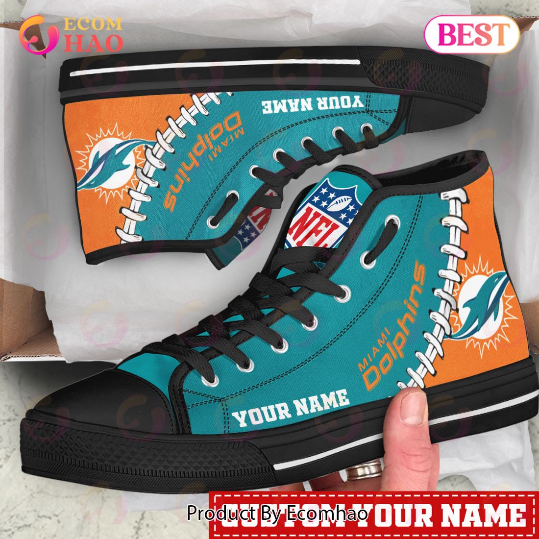 NFL Miami Dolphins Custom Your Name High Top Shoes