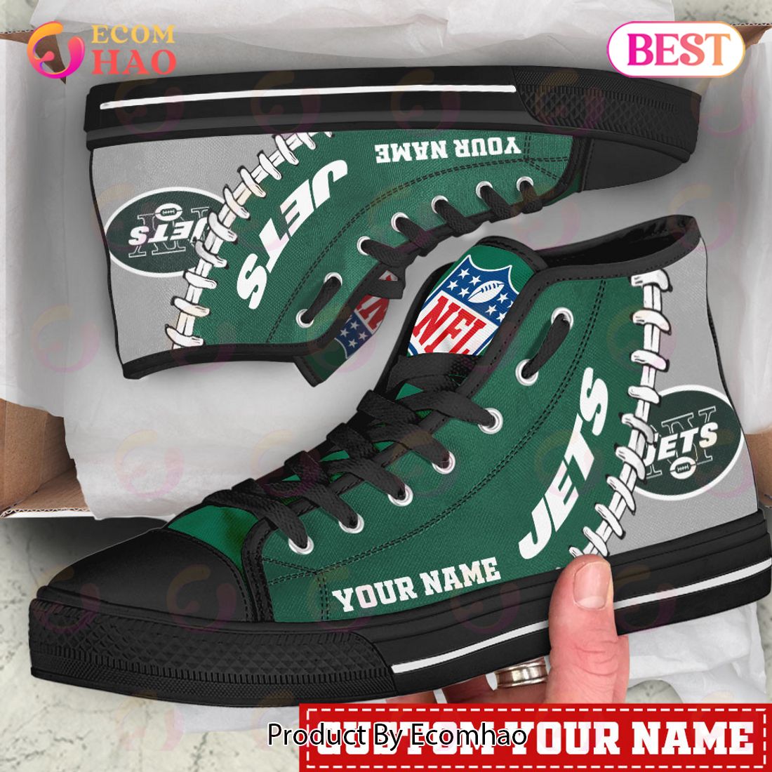 NFL New York Jets Custom Your Name High Top Shoes