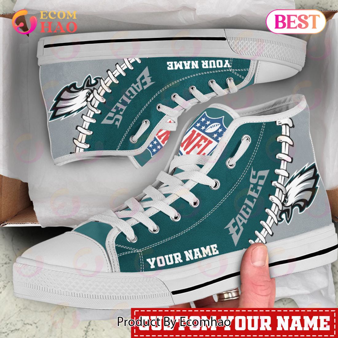 NFL Philadelphia Eagles Custom Your Name High Top Shoes