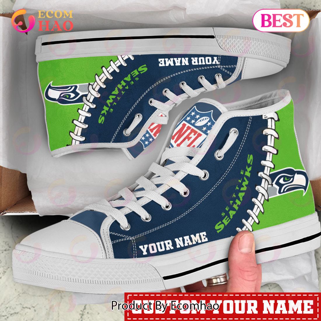 NFL Seattle Seahawks Custom Your Name High Top Shoes