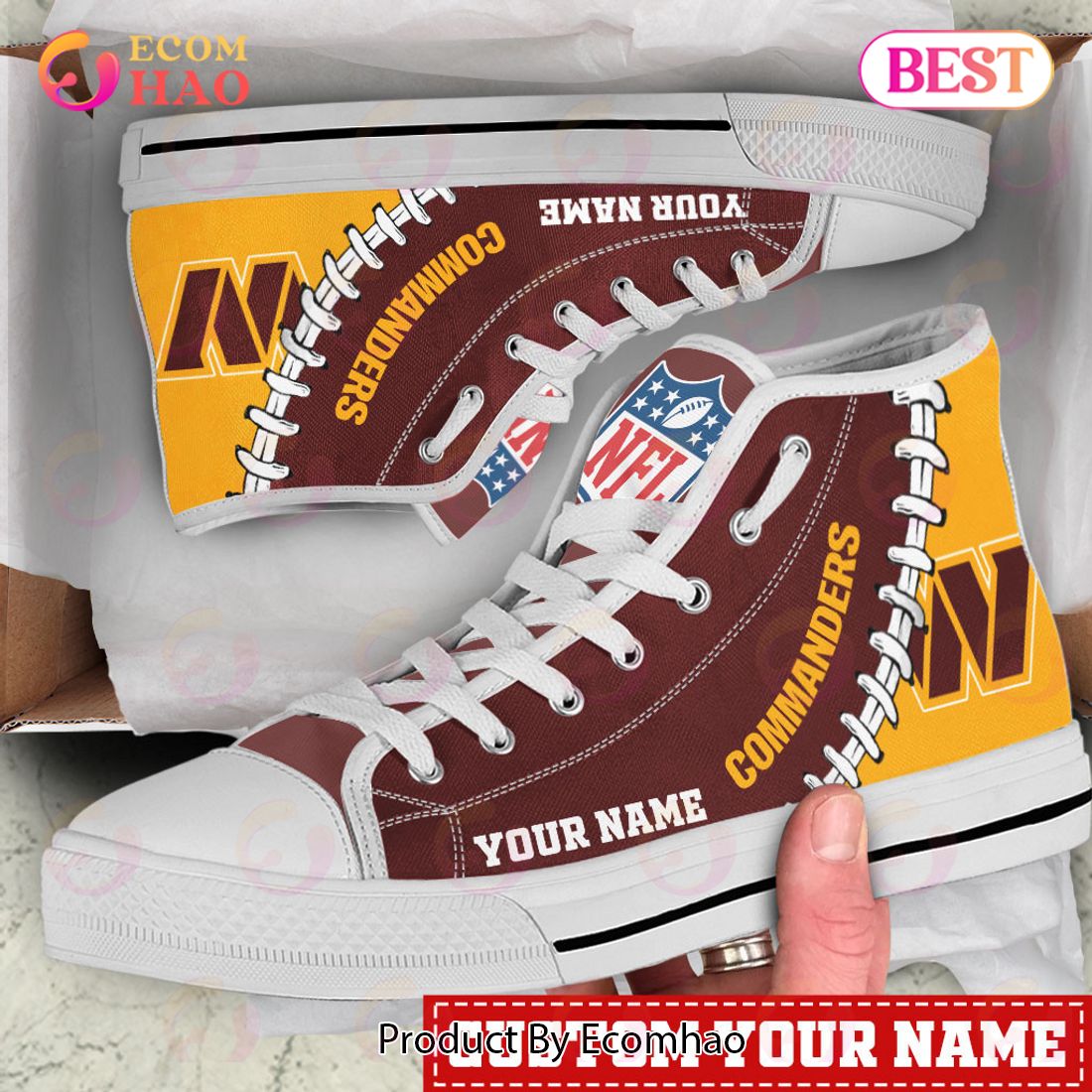 NFL Washington Commanders Custom Your Name High Top Shoes