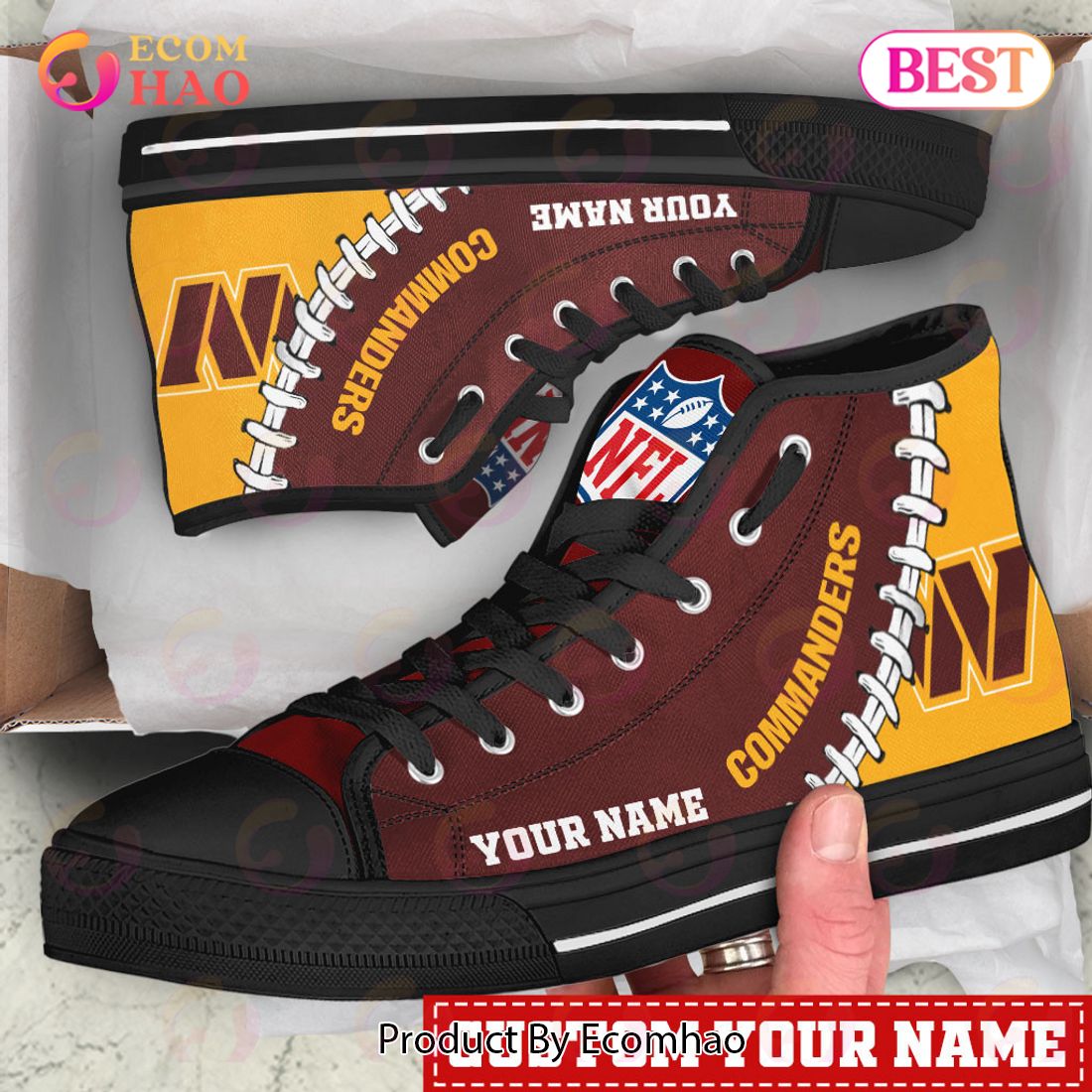 NFL Washington Commanders Custom Your Name High Top Shoes