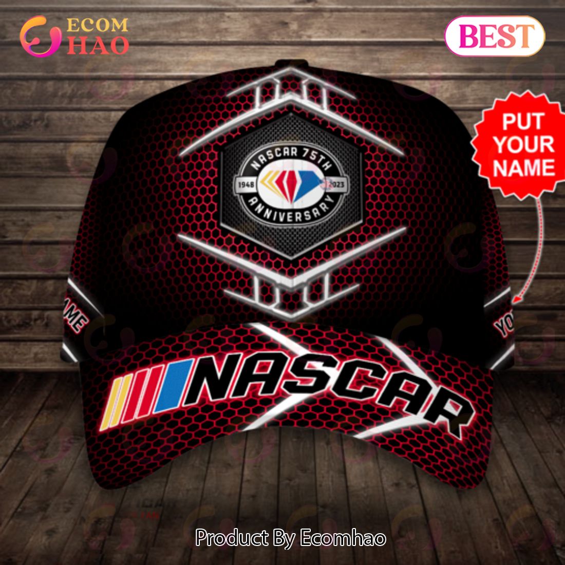 Nascar 75th Anniversary Personalized Cap Allover Print