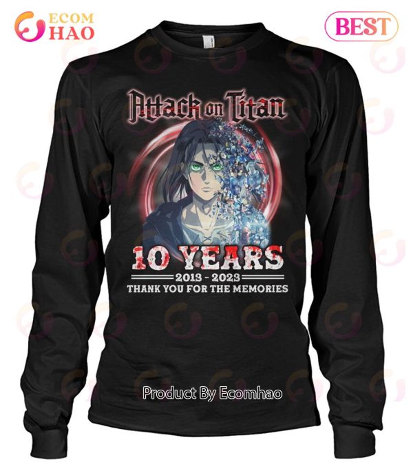 Attack On Titan 10 Years 2013 – 2023 Thank You For The Memories T-Shirt