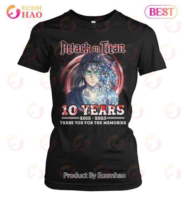 Attack On Titan 10 Years 2013 – 2023 Thank You For The Memories T-Shirt