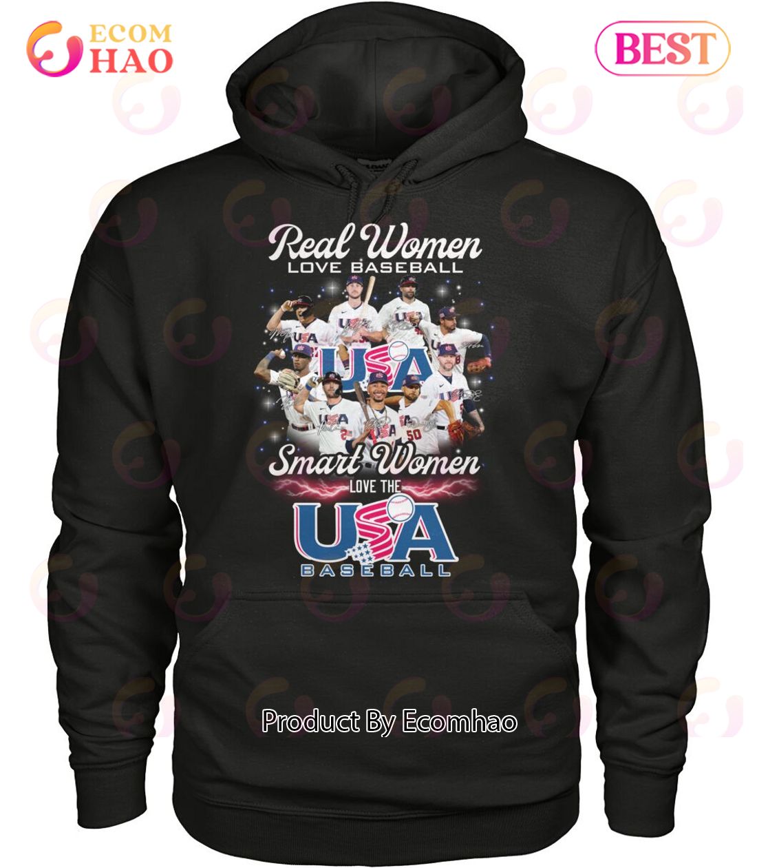 Real Women Love Baseball Smart Women Love The USA Baseball T-Shirt