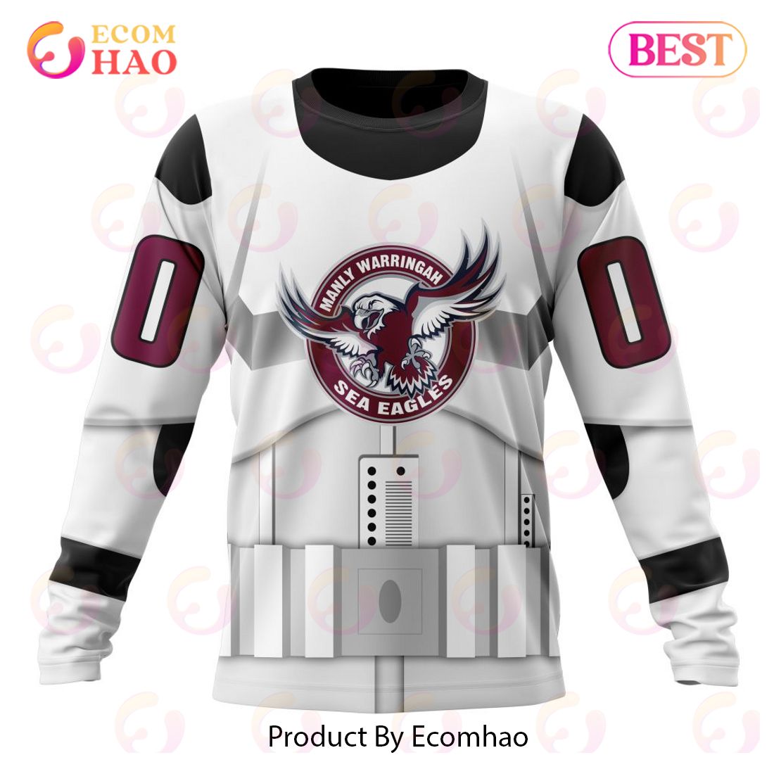 NRL 3D Premium Baseball Jacket Manly Sea Eagles - Ecomhao Store in