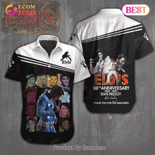 Elvis 88th Anniversary 1935 – 2023 Elvis Presley Thank You For The Memories Hawaiian Shirt