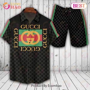 Gucci Black Green Gold Hot Summer GC Hawaiian Shirt And Shorts