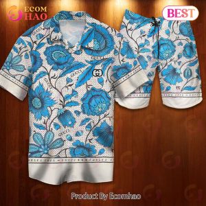 Gucci Blue Flower GC Hawaiian Shirt And Shorts