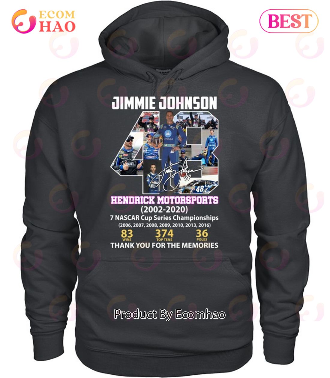 Jimmie Johnson Hendrick Motorsports 2002 – 2020 Thank You For The Memories T-Shirt