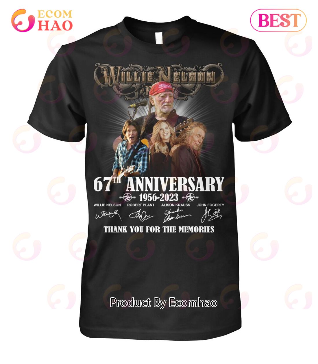 Willie Nelson 67th Anniversary 1956 – 2023 Thank You For The Memories T-Shirt