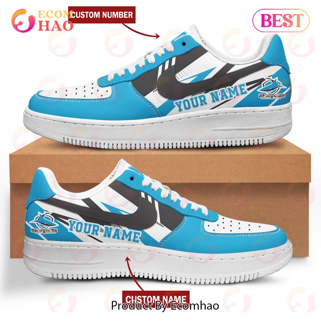 NRL Cronulla Sharks Air Force 1 Custom Name