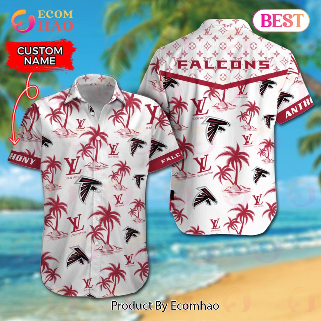 NFL Atlanta Falcons Louis Vuitton Logo Pattern Hawaiian Shirt & Shorts Luxury Items