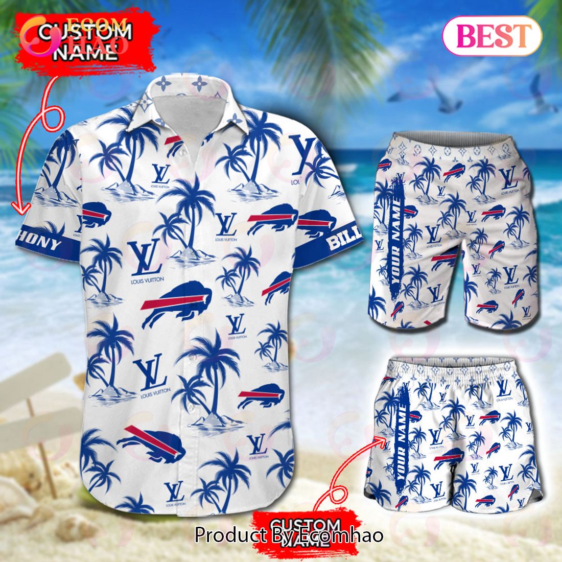 NFL Buffalo Bills Louis Vuitton Logo Pattern Hawaiian Shirt & Shorts Luxury Items