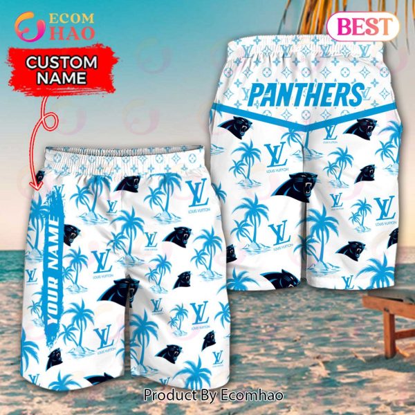 NFL Carolina Panthers Louis Vuitton Logo Pattern Hawaiian Shirt & Shorts