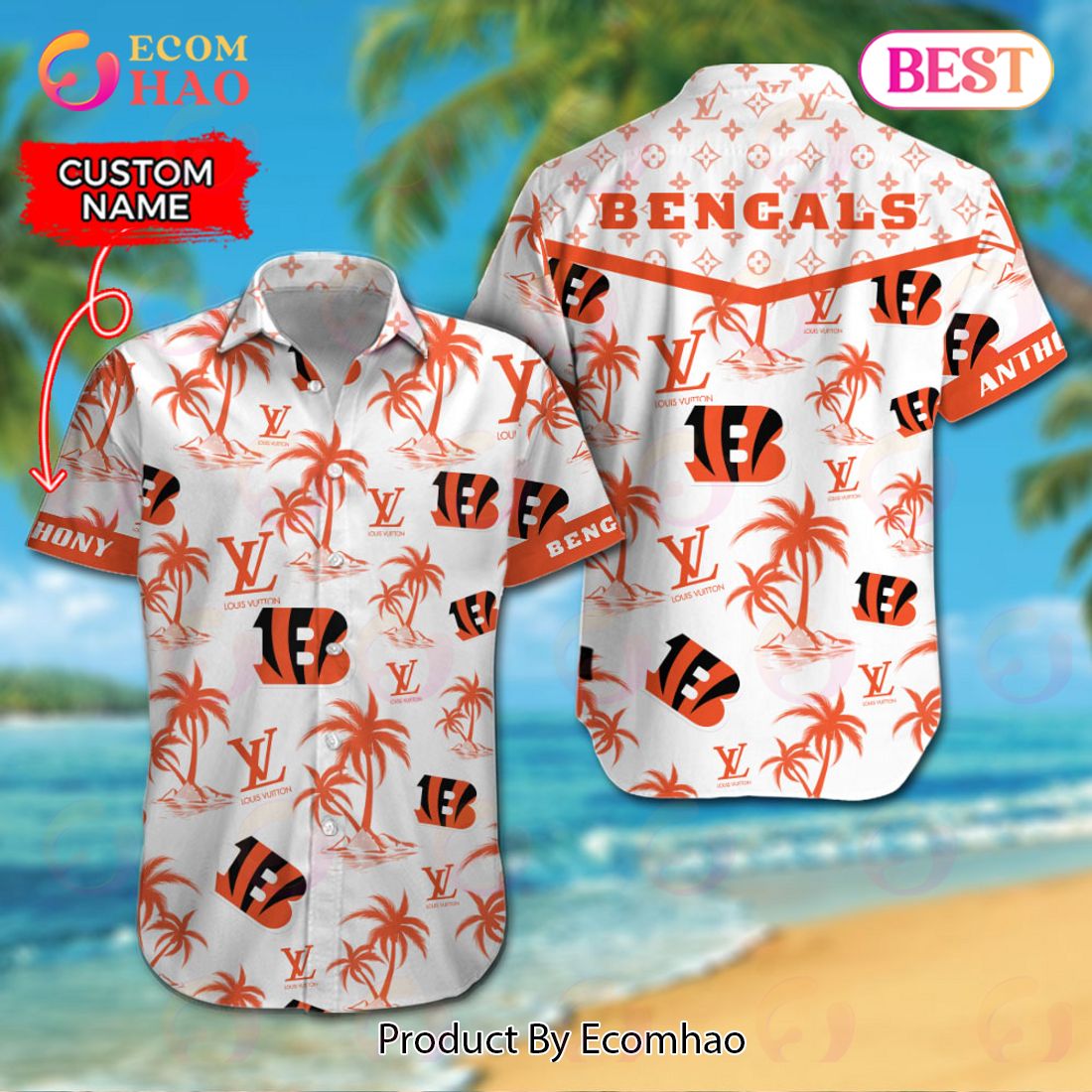 NFL Cincinnati Bengals Louis Vuitton Logo Pattern Hawaiian Shirt & Shorts Luxury Items