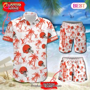 NFL Cleveland Browns Louis Vuitton Logo Pattern Hawaiian Shirt & Shorts