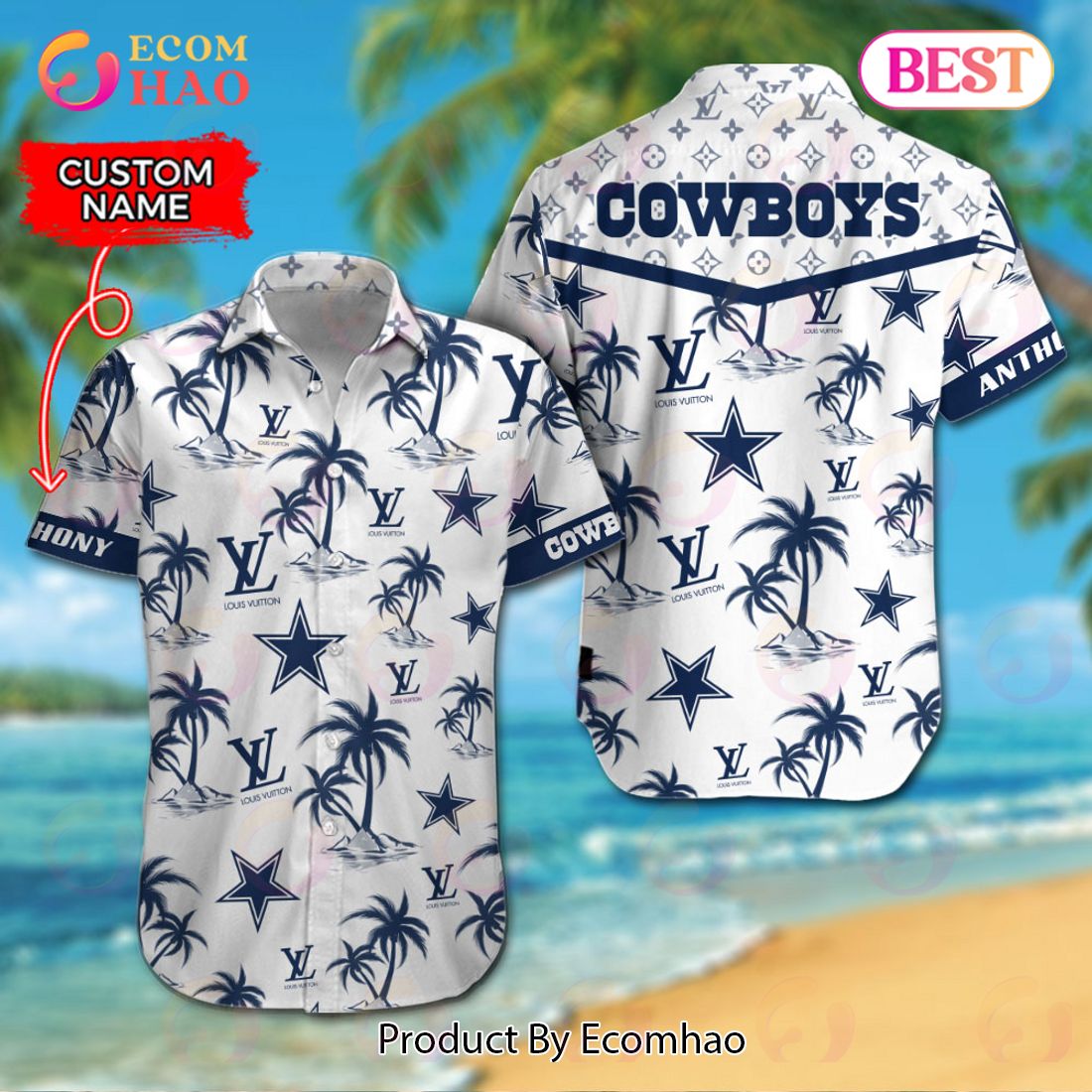 NFL Dallas Cowboys Louis Vuitton Logo Pattern Hawaiian Shirt & Shorts Luxury Items