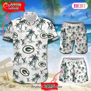 NFL Green Bay Packers Louis Vuitton Logo Pattern Hawaiian Shirt & Shorts