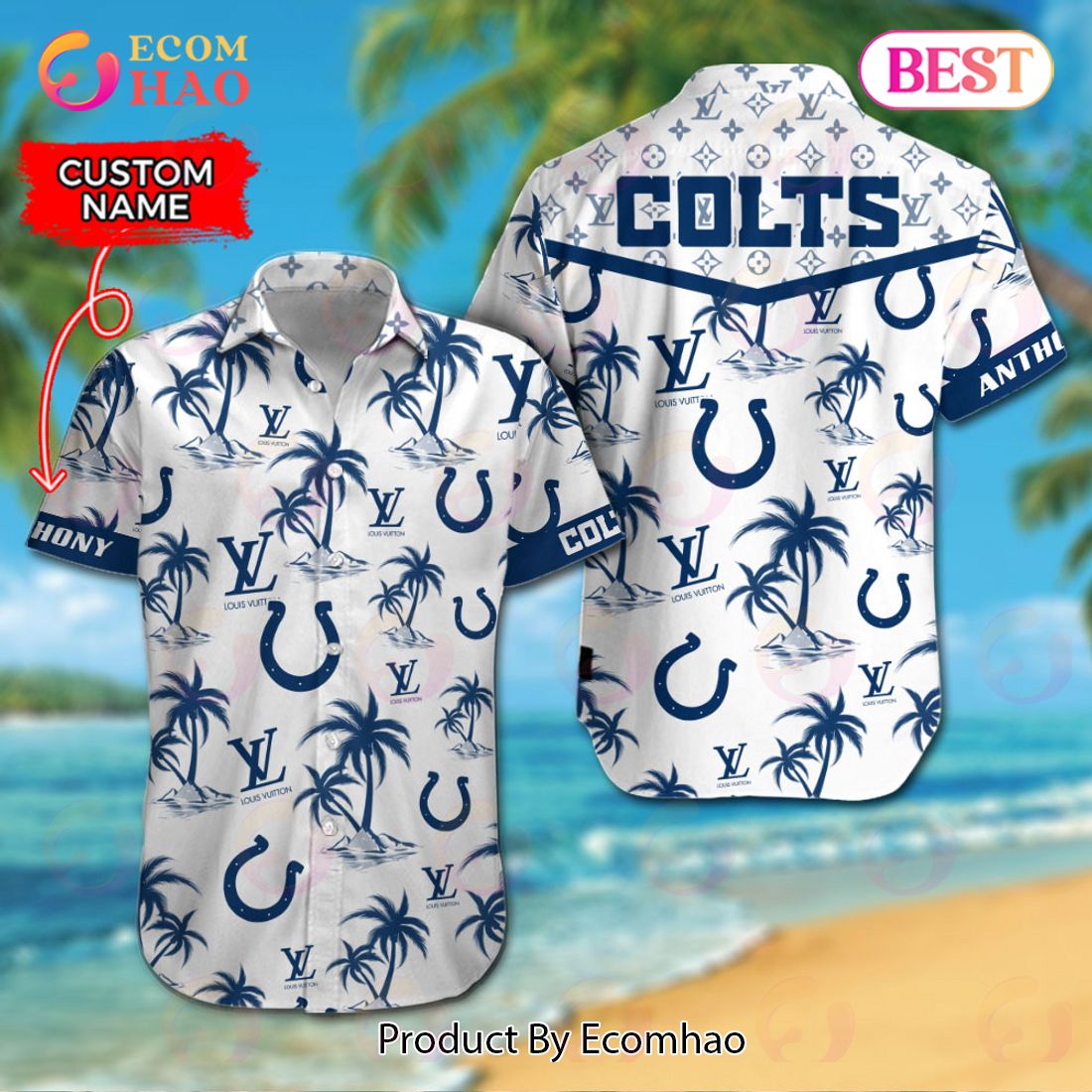 NFL Indianapolis Colts Louis Vuitton Logo Pattern Hawaiian Shirt & Shorts Luxury Items