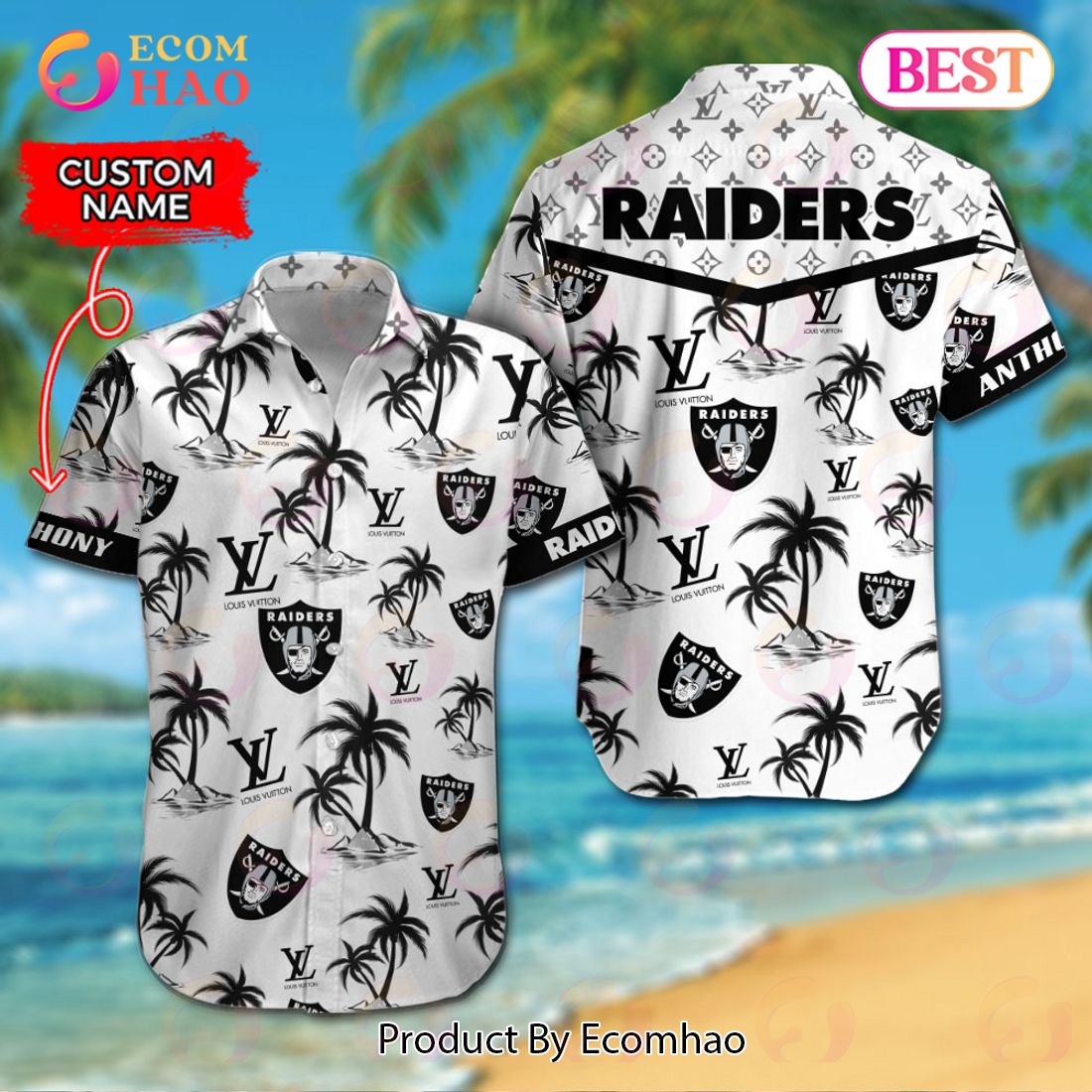 NFL Las Vegas Raiders Louis Vuitton Logo Pattern Hawaiian Shirt & Shorts Luxury Items