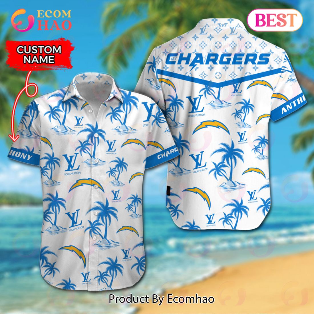 NFL Los Angeles Chargers Louis Vuitton Logo Pattern Hawaiian Shirt & Shorts Luxury Items