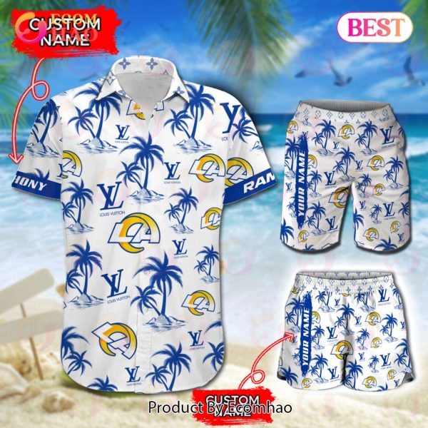 NFL Los Angeles Rams Louis Vuitton Logo Pattern Hawaiian Shirt & Shorts