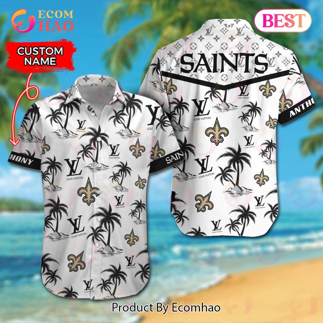 NFL New Orleans Saints Louis Vuitton Logo Pattern Hawaiian Shirt & Shorts Luxury Items