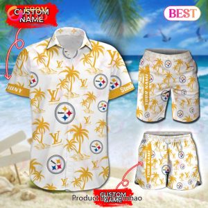 NFL Pittsburgh Steelers Louis Vuitton Logo Pattern Hawaiian Shirt & Shorts