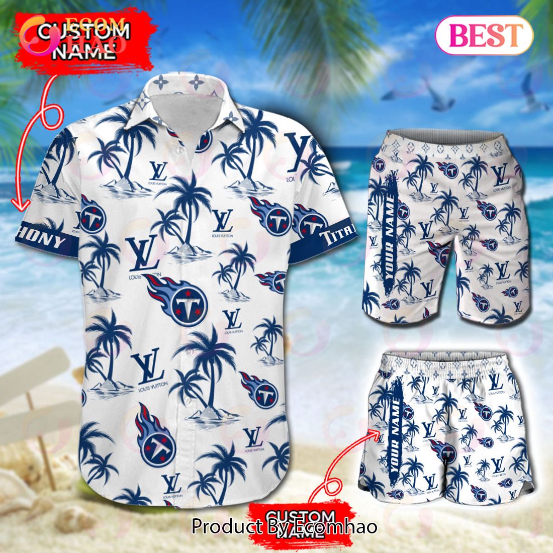 NFL Tennessee Titans Louis Vuitton Logo Pattern Hawaiian Shirt & Shorts Luxury Items