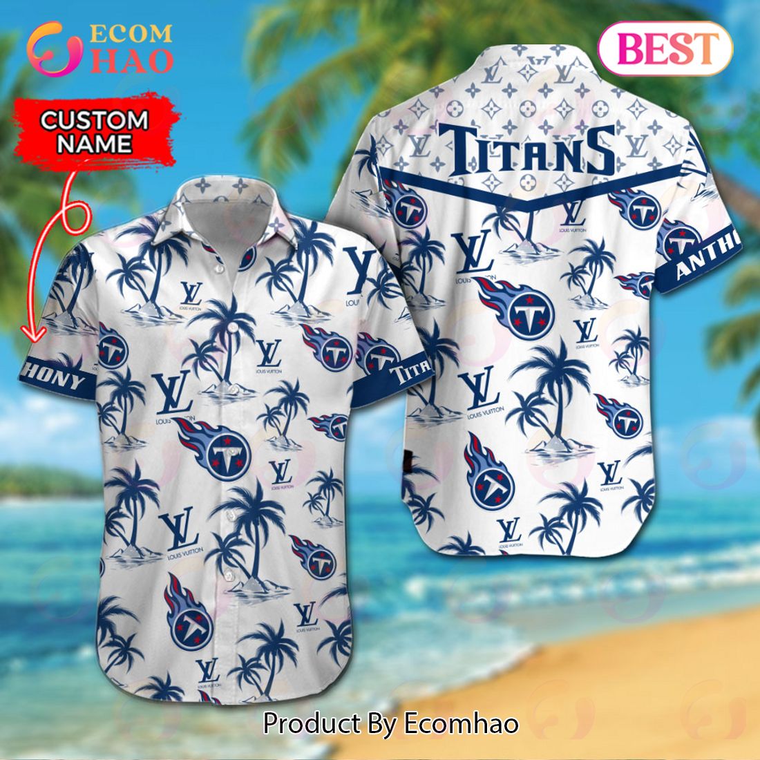 NFL Tennessee Titans Louis Vuitton Logo Pattern Hawaiian Shirt & Shorts Luxury Items