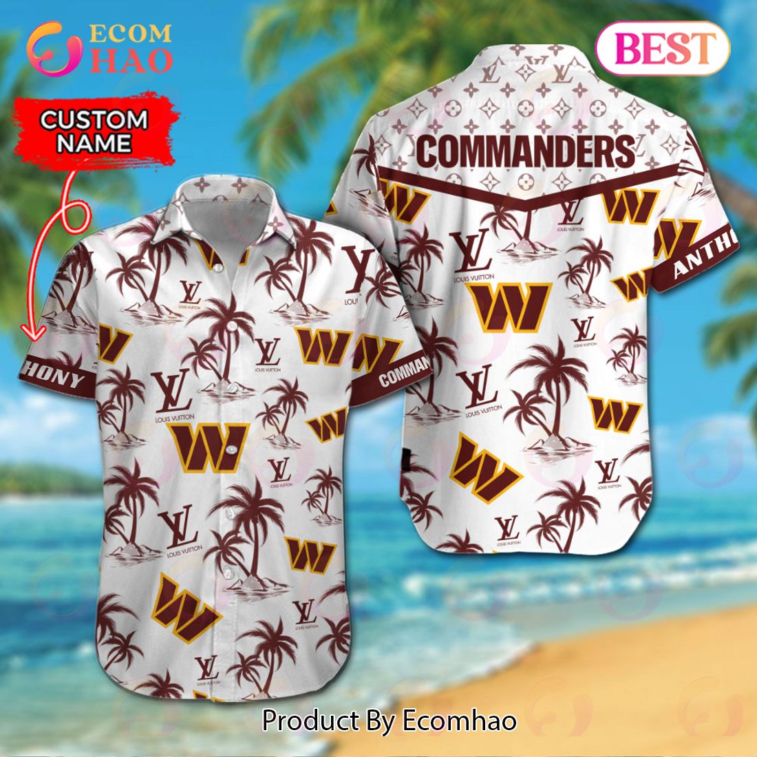 NFL Washington Commanders Louis Vuitton Logo Pattern Hawaiian Shirt & Shorts Luxury Items