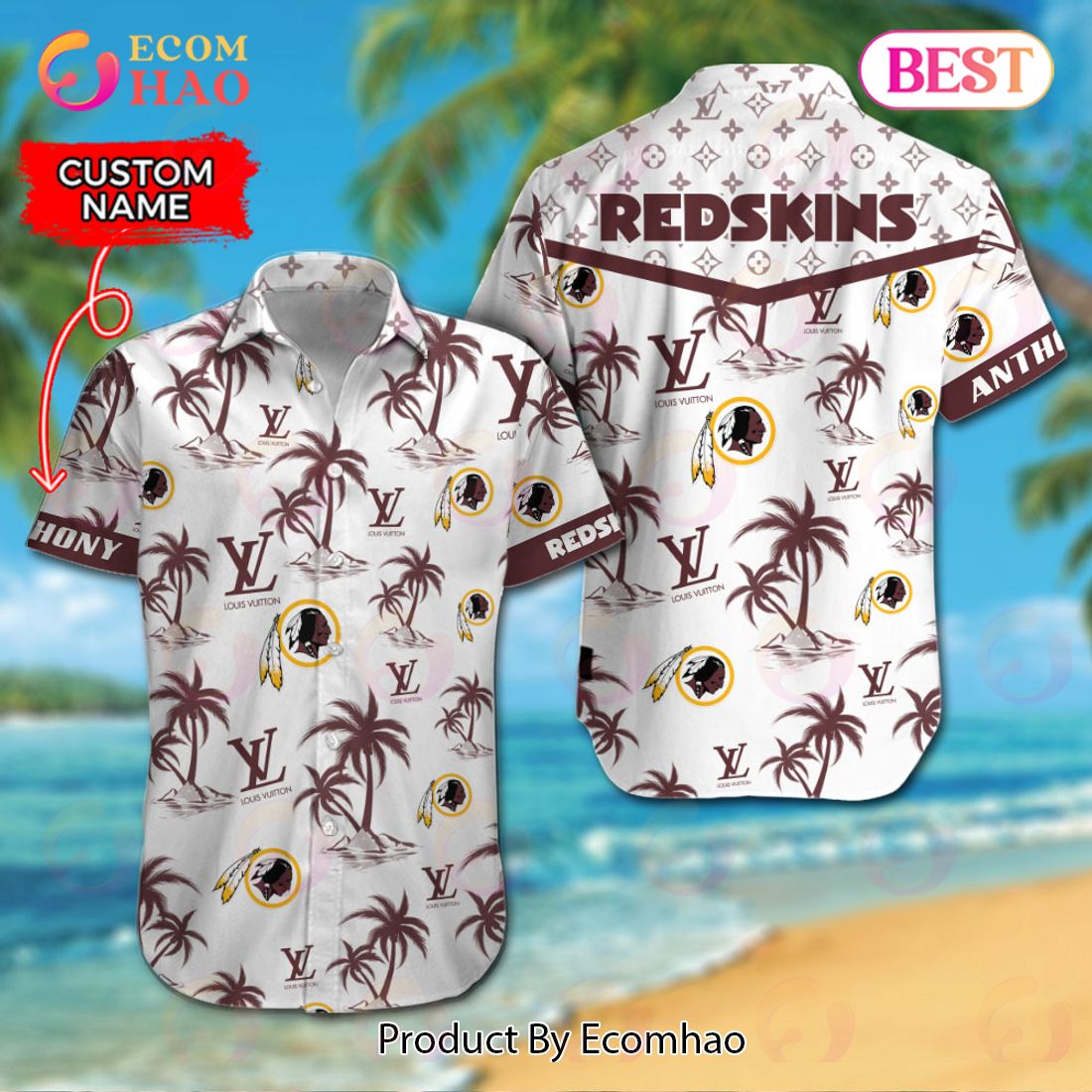 NFL Washington Redskins Louis Vuitton Logo Pattern Hawaiian Shirt & Shorts Luxury Items