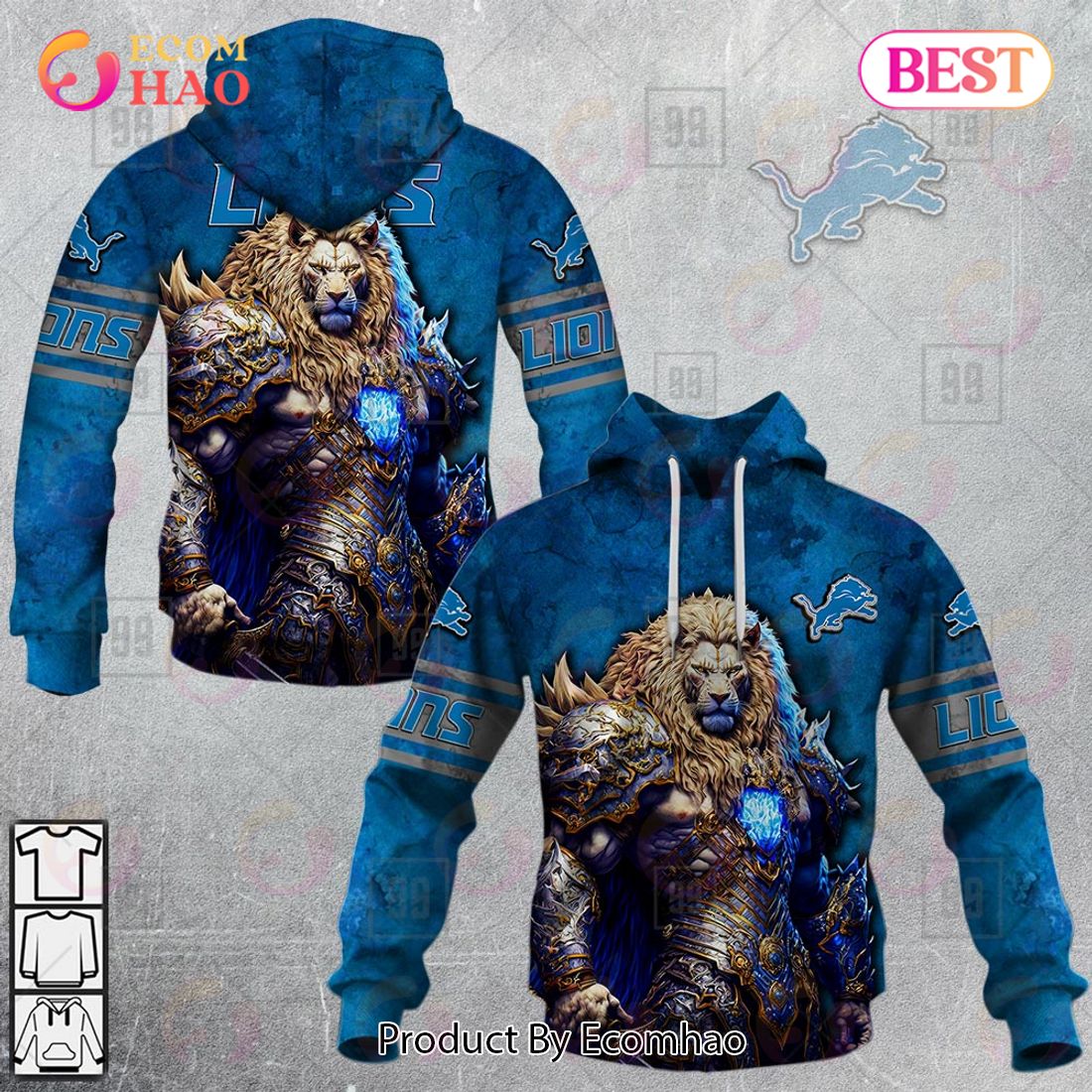 NFL Detroit Lions Warrior 2023 3D Hoodie