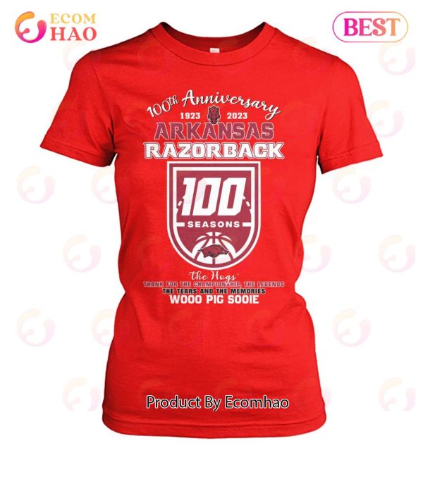 100th Anniversary 1023 – 2023 Arkansas Razorback 100 Seasons The Hogs Wooo Pig Sooie Thank You For The Memories T-Shirt